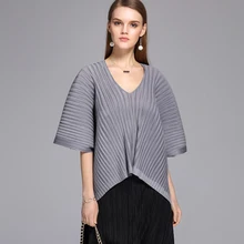 Сложите рукав летучая мышь моды большой ярдов расслабленным шутник v-образным вырезом футболка