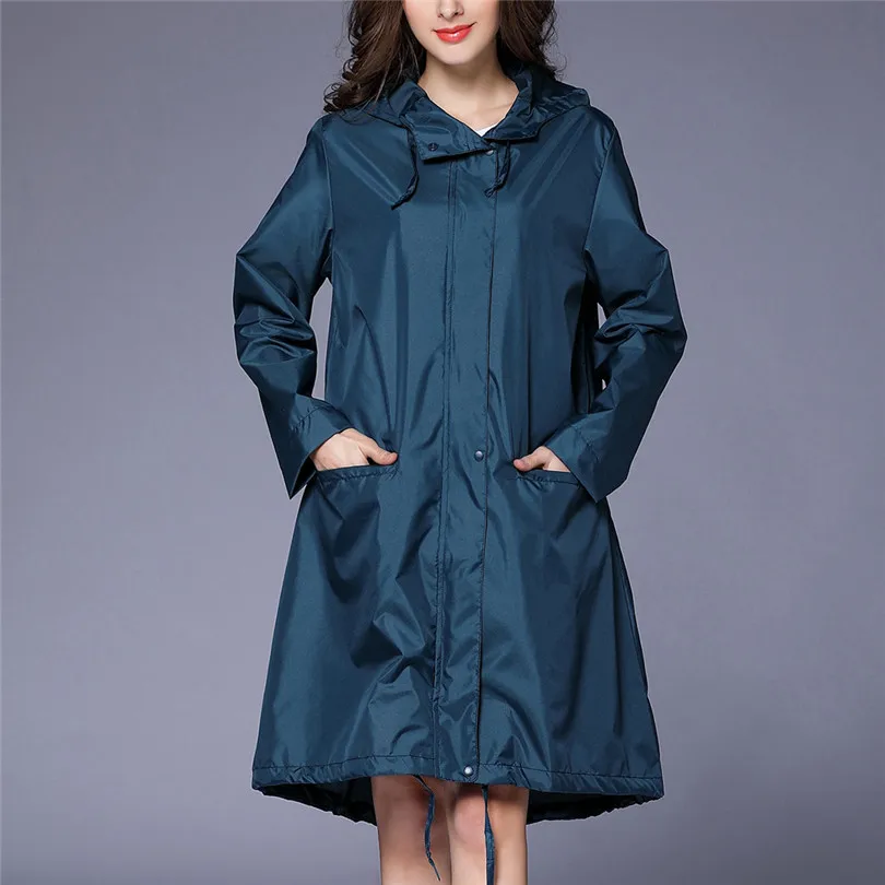 New Fashion Women Rain Solid Jacket Outdoor Waterproof hooded Coat windbreaker Windproof Coat Outwear Raincoat poncho #E15 (29)