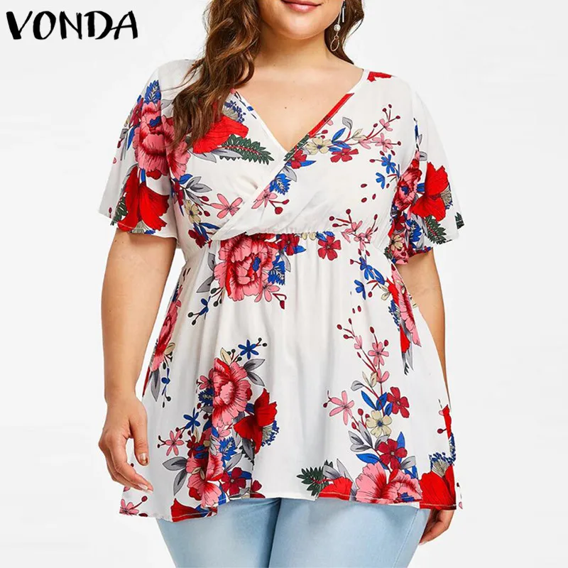 

VONDA Maternity 2019 Women Summer Shirts V Neck Short Sleeve Casual Loose Blouse Pregnancy Tee Tops Plus Size Pregnant Blusas