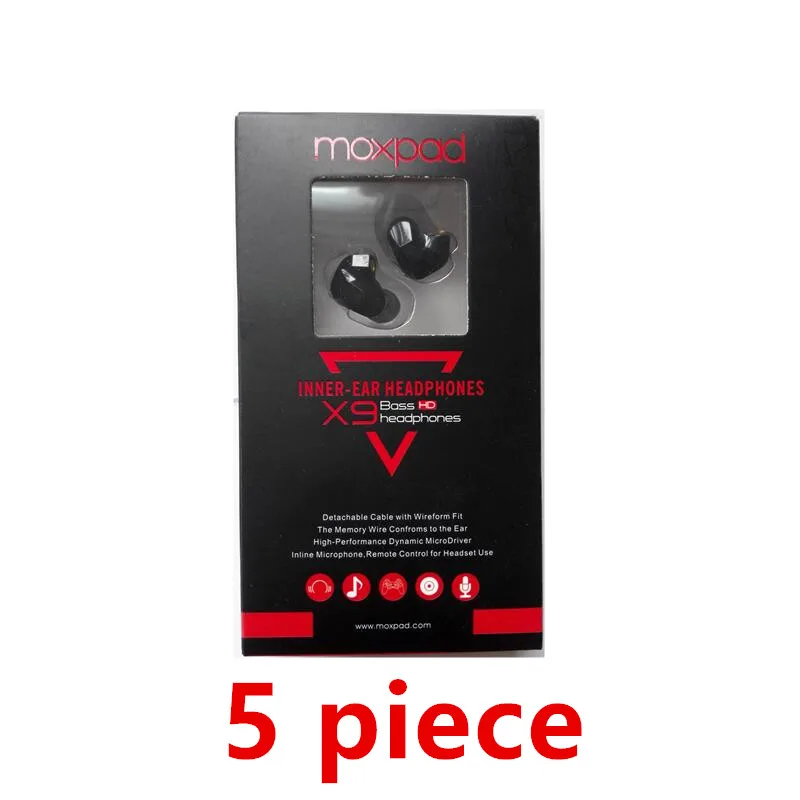 

5pcs Moxpad X9 pro Dual Dynamic Driver Professional In Ear Earphone with Mic Super BASS for Mobile phone MP3 player