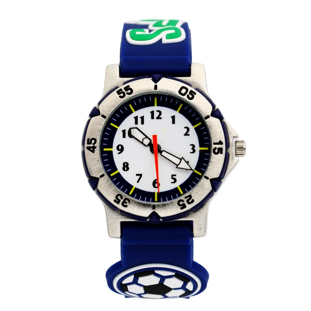 Дети силиконовые часы бренд кварцевые наручные часы для Обувь для девочек Обувь для мальчиков Водонепроницаемый малыш Часы Футбол Спорт с объемным рисунком часы 10 шт