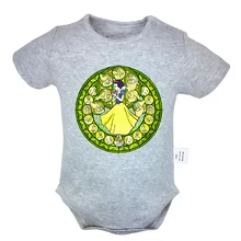 Одежда принцессы с принтом «Красавица и Чудовище» для новорожденных мальчиков и девочек возрастом от 6 до 24 месяцев комбинезон с короткими рукавами, комплекты одежды