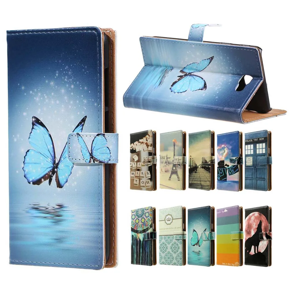 For Samsung a7 2017 Case butterfly cartoon Wallet Stand Leather Cover Flip Galaxy A7 A720 A720F phone case | Мобильные телефоны и