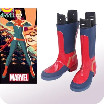 

Marvel The Avengers Costume Captain Marvel Cosplay Ms. Marvel Carol Danvers Halloween Carnival Party Adult Flat Boots Leather