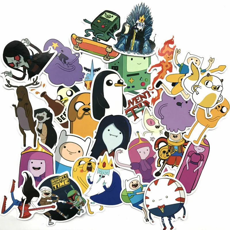 

30pcs Adventure Time Suitcase, Laptop Mobile Phone Slide, Guitar Bar Box Sticker.