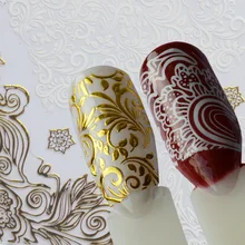 1 лист 3D красота наклейка с цветком для ногтей Золотой белый блеск клей советы дизайн ногтей Маникюр для DIY Шарм наклейки Лето TRBP247