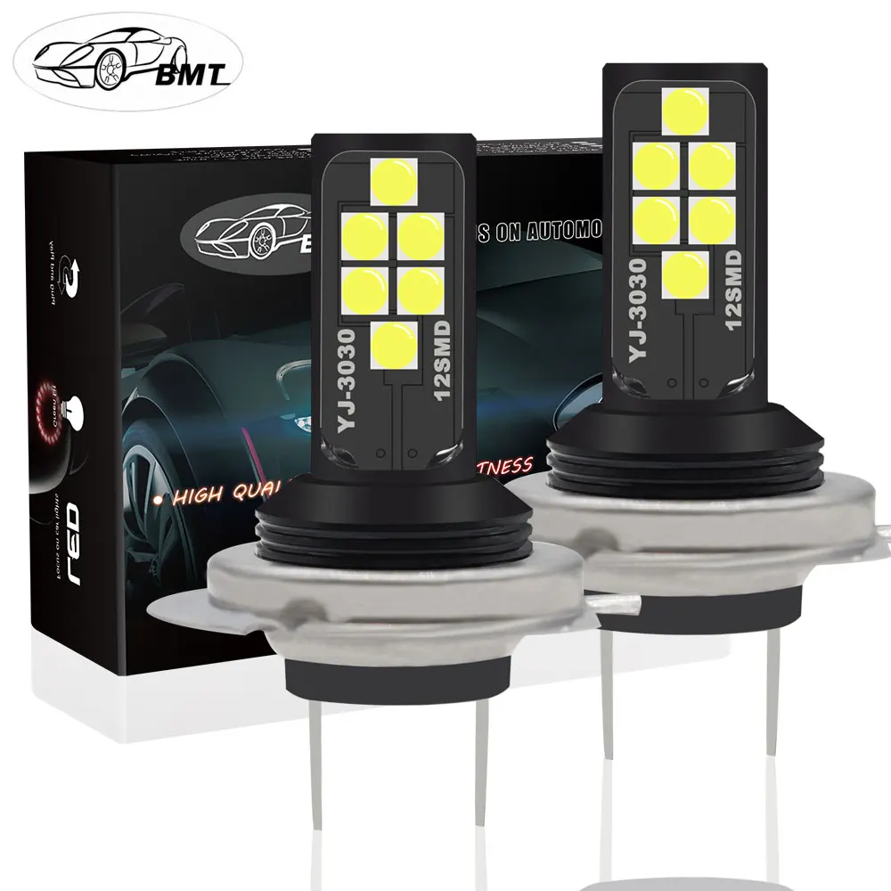 

BMT H7 LED Bulb Super Bright 12SMD Car led fog lights lamp cars daytime running lights DRL White Amber LED 12V 24V Auto Lamp