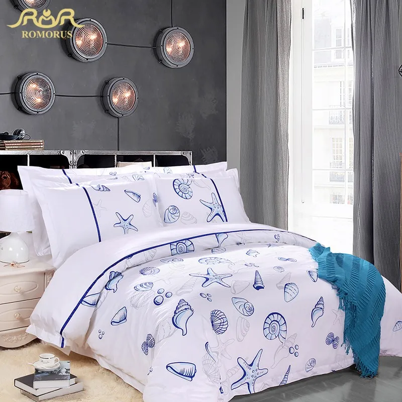 Romorus 5 Star Hotel Bedding Set 100 Cotton Stain 60s King Queen