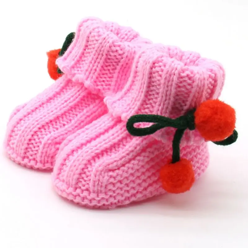 Новорожденных BebeToddler обувь для девочек зимние теплые вязаный крючком вязать ботиночки с мехом новорожденных лук снегоступы ходунки