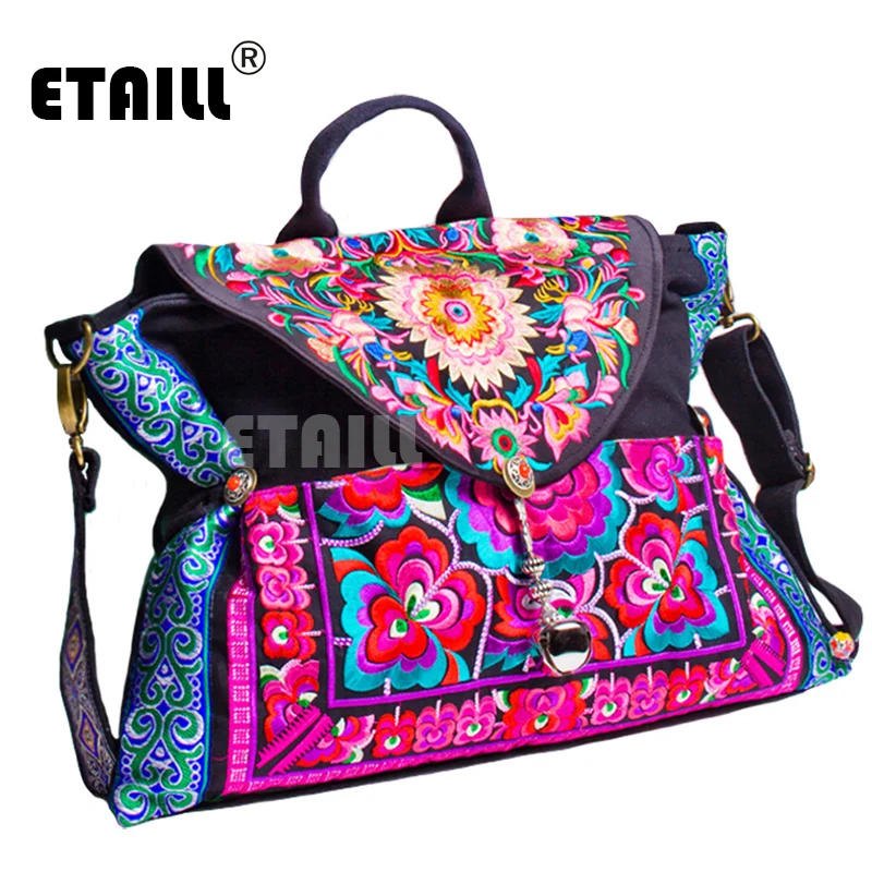 Новинка, винтажная сумка в богемном стиле с вышивкой из бисера Hmong, сумка для покупателей, женская сумка через плечо, сумка-мессенджер, сумка для женщин, Bordado Bolsa