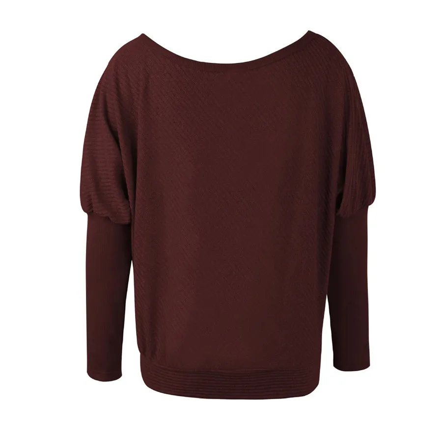 Gladiolus Slash Neck Sexy Autumn Winter Sweater Women 2018  Long Sleeve Loose Casual Long Knitted Pullover Women Sweater Jumpers (37)