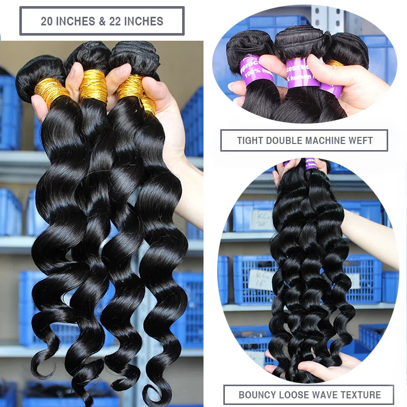 Loose Wave Bundles Brazilian Hair Weave Bundles Remy Human Hair Extensions Weave Natural Color 10\