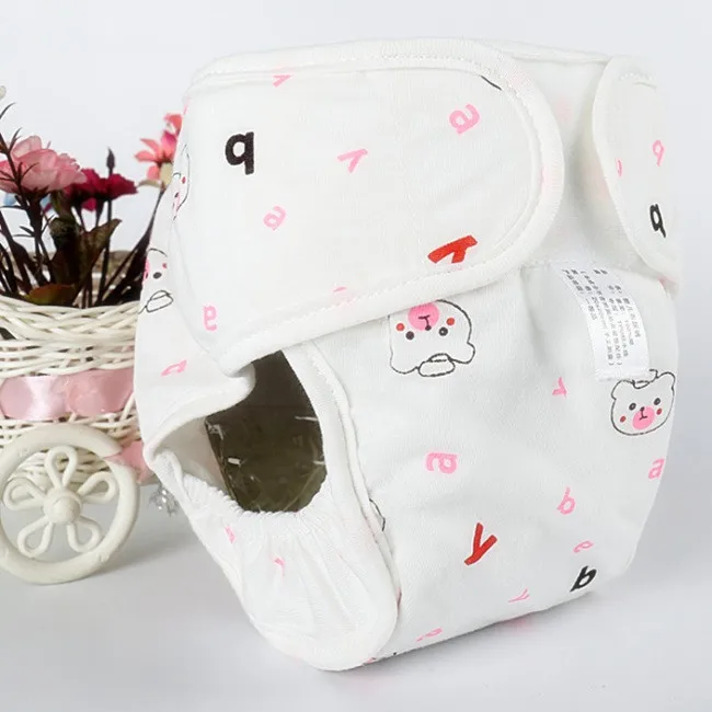 Хлопковые детские подгузники, подгузники, многоразовые стираемые тканевые подгузники, непромокаемые подгузники для новорожденных, трусики для тренировок, подгузники с карманами - Цвет: Pink Bear