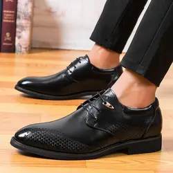 Для мужчин оксфорды из натуральной кожи мужская обувь без каблука классический деловой Туфли под платье Для мужчин бренд Итальянский