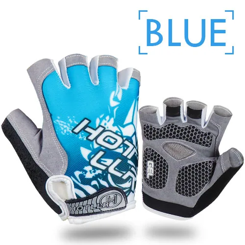 VICTGOAL велосипедные перчатки для мужчин и женщин с гелевой подкладкой, велосипедные перчатки, противоскользящие противоударные перчатки для тренажерного зала, фитнеса, перчатки на полпальца MTB, спортивные перчатки - Цвет: Blue Cycling Gloves