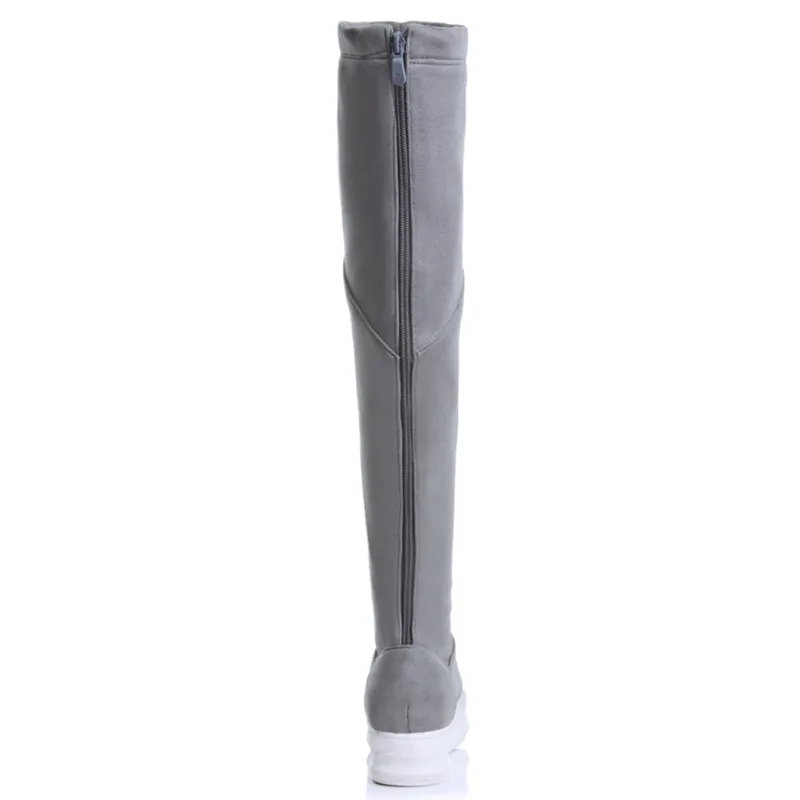 Sur Sexy Nouvelle Daim Bottes Zipper Femmes gray Le 2018 Plus Hauteur Genou Croissante Taille La D'hiver Black 32 Chaussures 43 wqBIEdcn