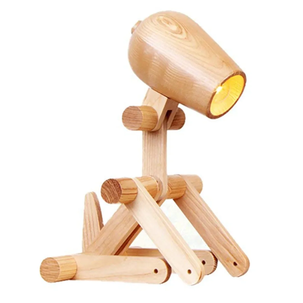 Деревянная настольная лампа в форме собаки E27, держатель лампы 110-240 в, креативный Художественный Деревянный стол, настольная лампа, Домашний Детский ночной Светильник для Кабинета