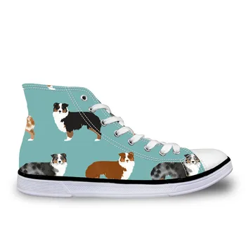 

Customized Australian Shepherd Women Vulcanize Shoes Canvas Sneakers Femlae Lace-up Casual Basket Shoes Walking Sapato Feminino
