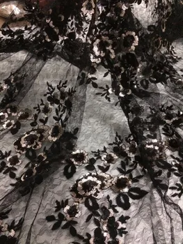 

Hot Sale S-121677 french lace 5yards/lot african sequins lace fabric high quality african tulle lace fabric