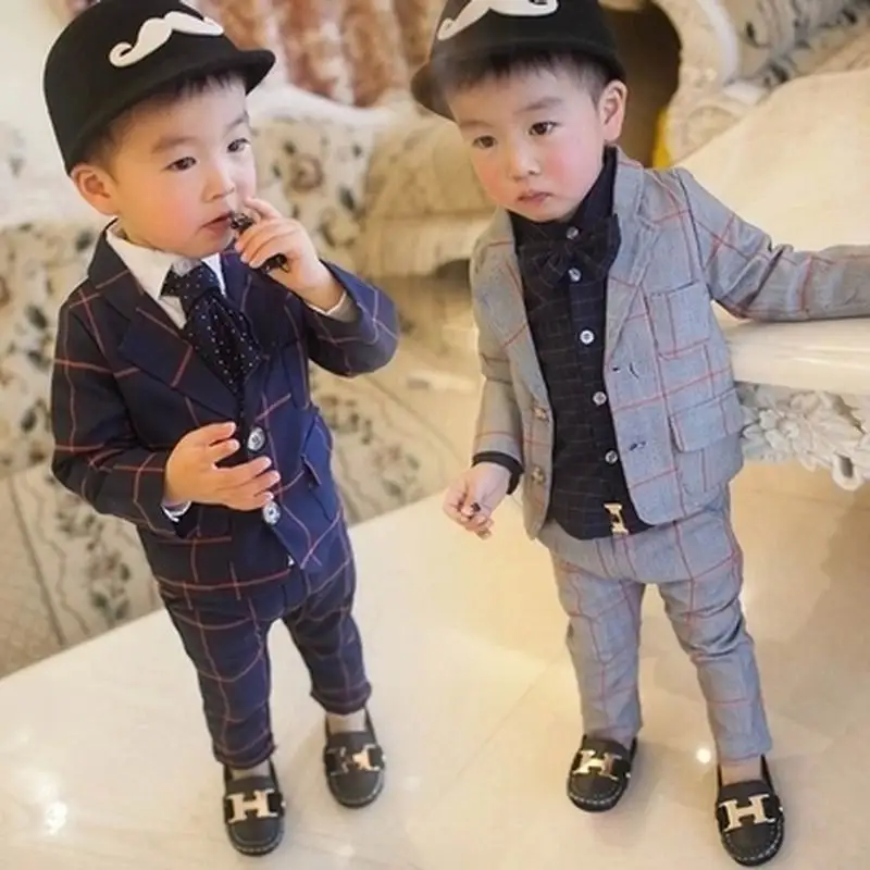 

3 - 4 - 5 small male child suit set 2016 spring child baby suit twinset