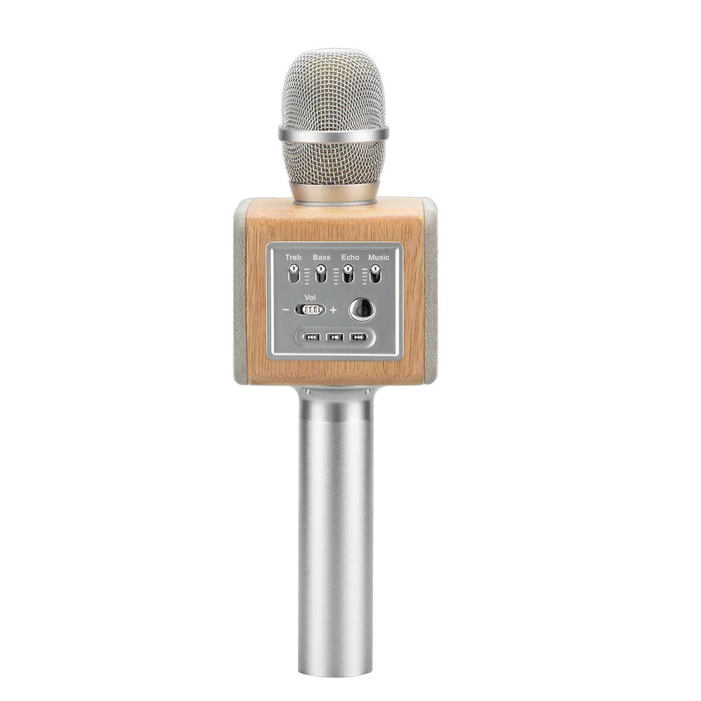 Original brand MicGeek ELF Wireless Karaoke Microphone 2.1 Sound Track Natural Rosewood DSP Chip Voice Speakers Smartphone 03