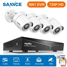 SANNCE 8CH 720P видео безопасности Системы 1080N 5IN1 DVR с 4X1 Мп 1200TVL всепогодный Открытый Пуля белый Камера комплект домашнего видеонаблюдения
