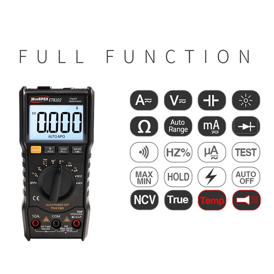 6000 Counts Digital Multimeter Full Protection Mini DMM Multi Meter True RMS AC/DC Voltage