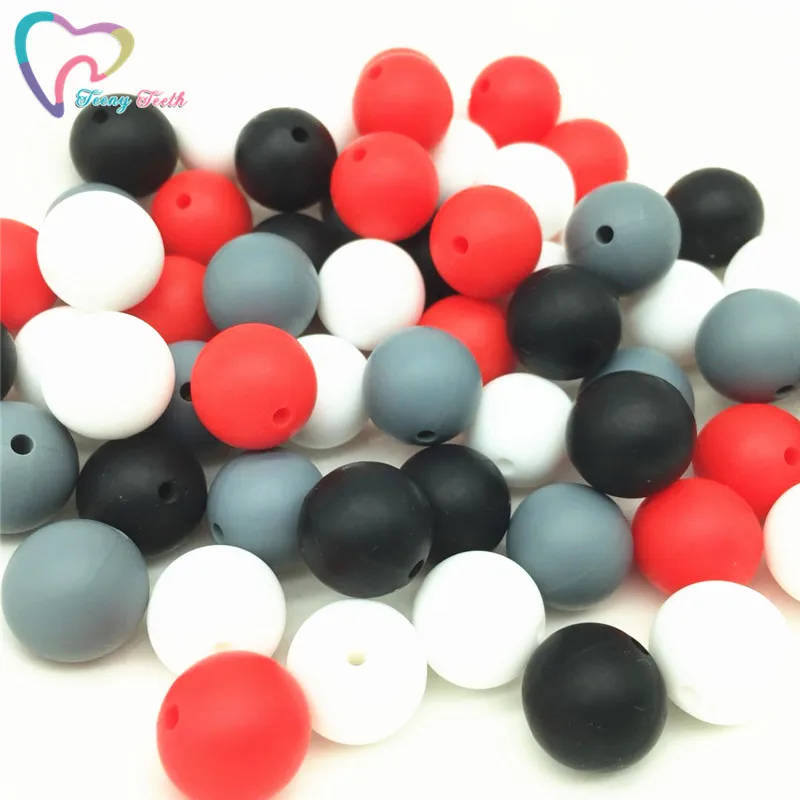 Teeny Teeth 40 PCS White Red Round 12 MM Baby Teething Beads BPA Free Mordedor Perle Silicone Dentition For Necklace Making | Украшения и