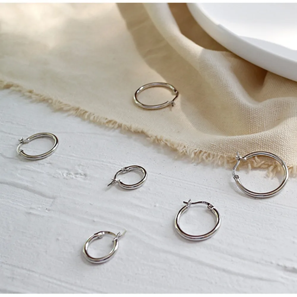 

CHENGXUN Fashion Circle Big Hoop Earring for Women Stainless Steel Mental Earrings Simple Style Jewelry Best Friend Gift