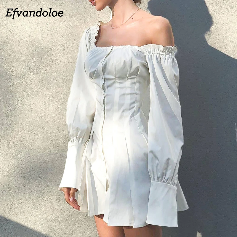 white square neck dress