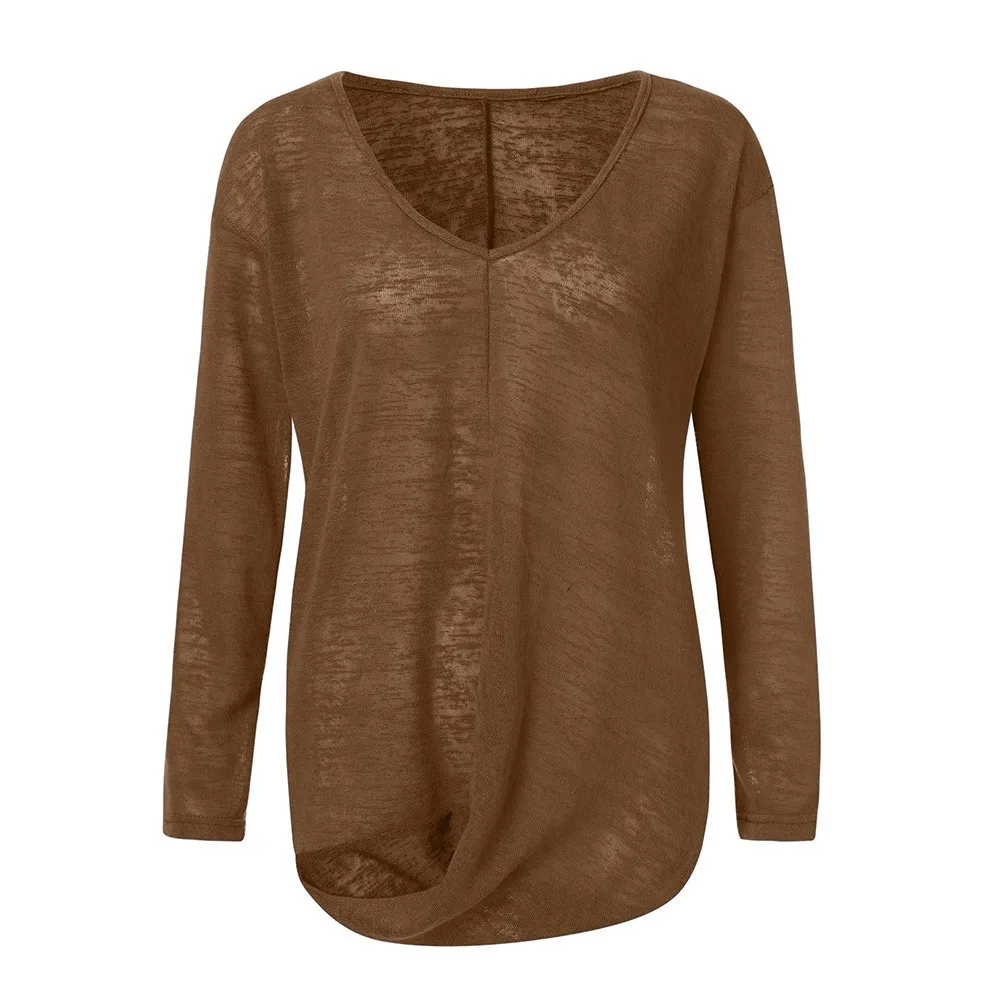 Blouses Woman Ladies Fashion New Style Pure V-Neck Long Sleeve Irregular Blouse Top Harajuku Leisure Blouse Top - Цвет: Золотой