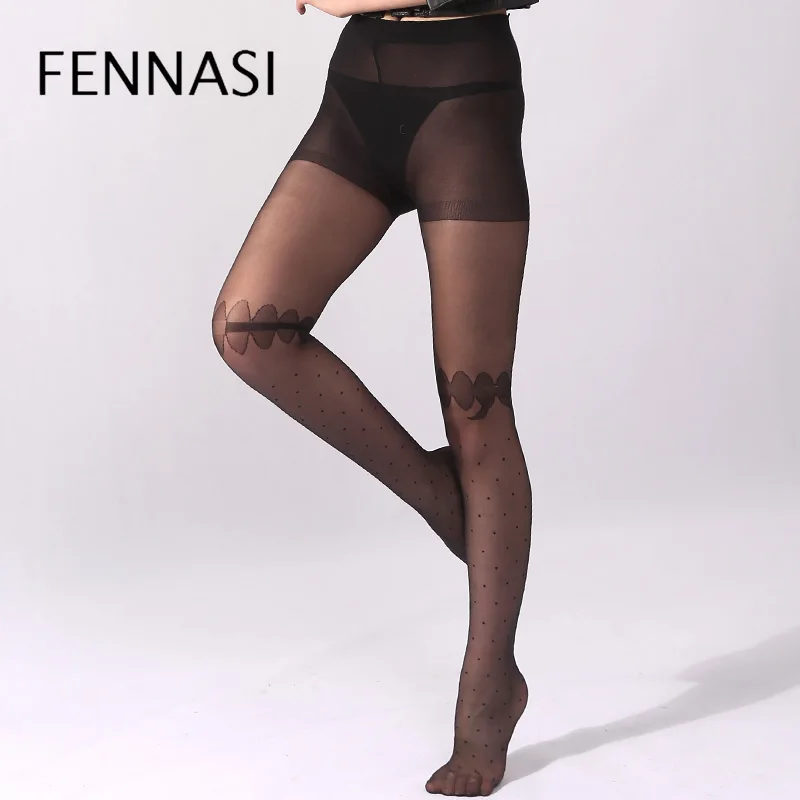 FENNASI/жаккардовые женские колготки в горошек с принтом в горошек, сексуальные колготки, Nylons, женские эротические черные колготки