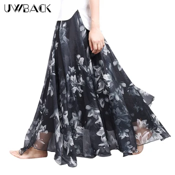 

Uwback Women Chiffon Skirt Floral Floor Length Women Long Maxi Skirts Loose Boho Beach Skirt 2019 New Summer Fashion Wear, EB129