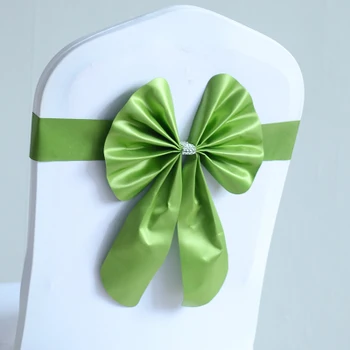 

Green colour chair sash butterfly style bow tie stretch sash lycra band spandex chair cover sash for weddings wholesale