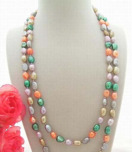 

huij 003550 7x10MM Multi Color Baroque Pearl Necklace