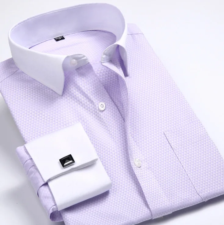 Брендовая Высококачественная Новинка модные французские запонки для рубашки мужские Рубашки приталенные с длинным рукавом Хлопок 4XL 10 цветов - Цвет: 10