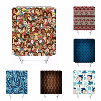 

Bath Curtain For Bathroom Custom Seamless Vintage Pattern Home Decor Shower Curtain Waterproof Fabric Hooks #180417-01-07