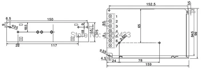 S-50&nbsp;series&nbsp;general switching power supply&nbsp;mounting dimensions