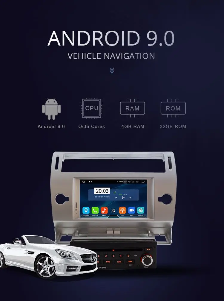 Clearance LJDA 1 Din Android 8.0 Car DVD Player For Citroen C4 Multimedia GPS Navigation Auto Radio Octa Core 4G+32G Headunit Stereo Audio 1