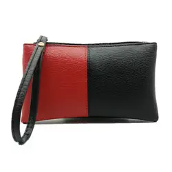 Хит Цвет черный, красный бумажник мужской, женский из искусственной кожи сумка на молнии клатч портмоне Телефон Браслет Портативный сумки