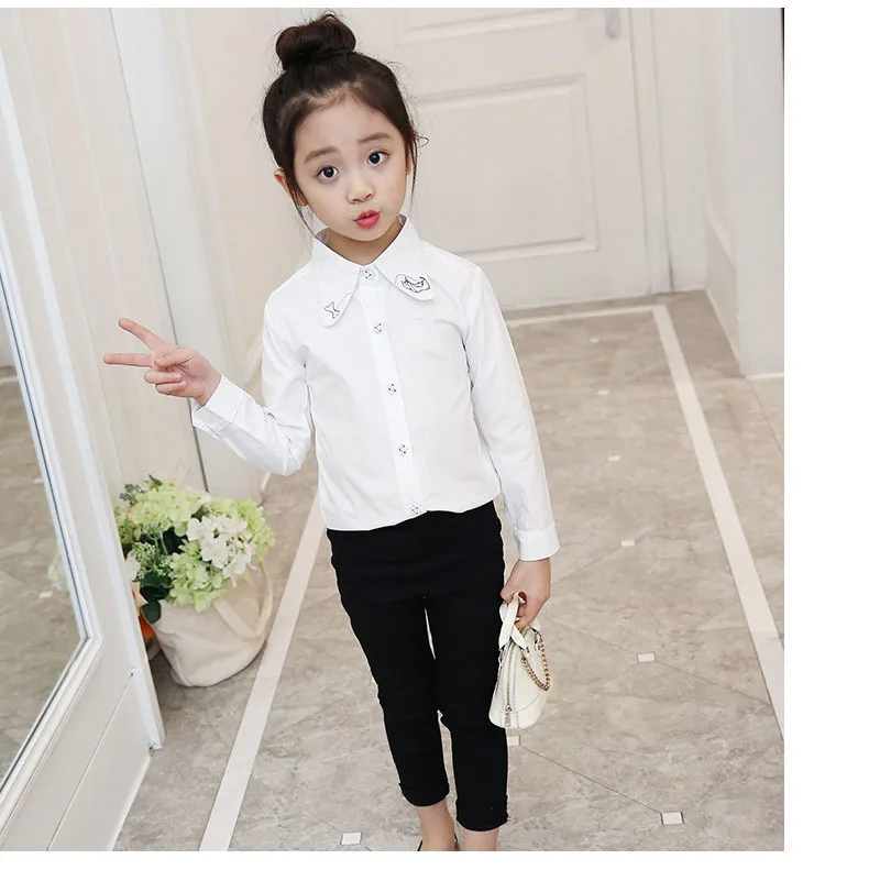 Мода г.; Детская школьная блузка для девочек с воротником; одежда для малышей; детские белые блузки для девочек; рубашки с длинными рукавами; топы; одежда
