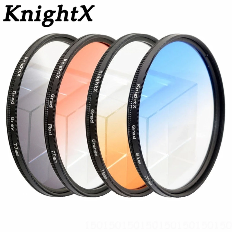 KnightX ND 52mm 58mm 67mm 77MM Grad Red Blue Orange Warna Lens Filter untuk Nikon Canon D6 D7200 D5300 D3200 D3300 D5200 550D 750D