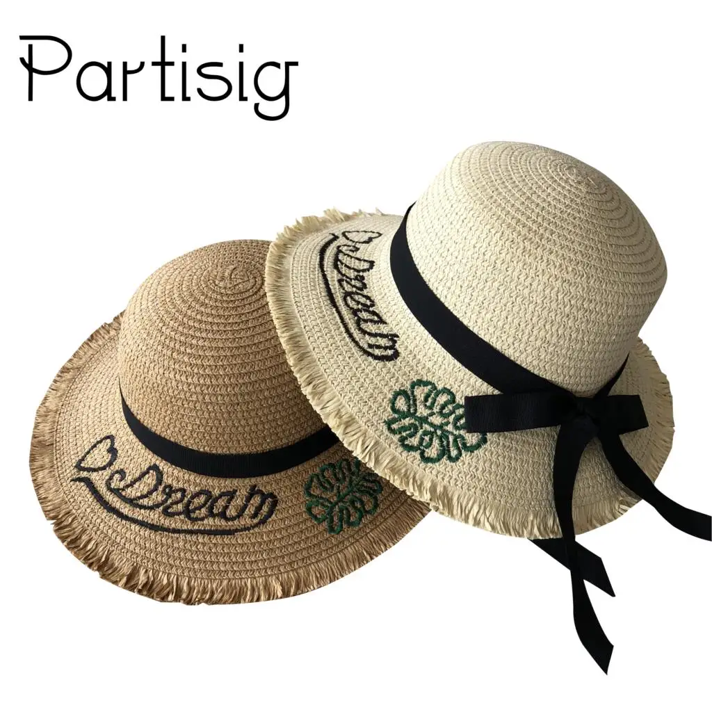 

Girls Summer Hat Letter Dream Embroidery Panama Hats For Girls Children Sun Caps Baby Hats Caps