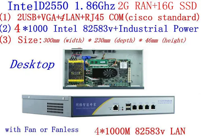 Best Offers With 2G RAM 16G SSD firewall server atom D2550 1.86G 4*intel PCI-E 1000M 82583v Lan support Panabit Wayos ROS Mikrotik PFSense Best Offers With 2G RAM 16G SSD firewall server atom D2550 1.86G 4*intel PCI-E 1000M 82583v Lan support Panabit Wayos ROS Mikrotik PFSense