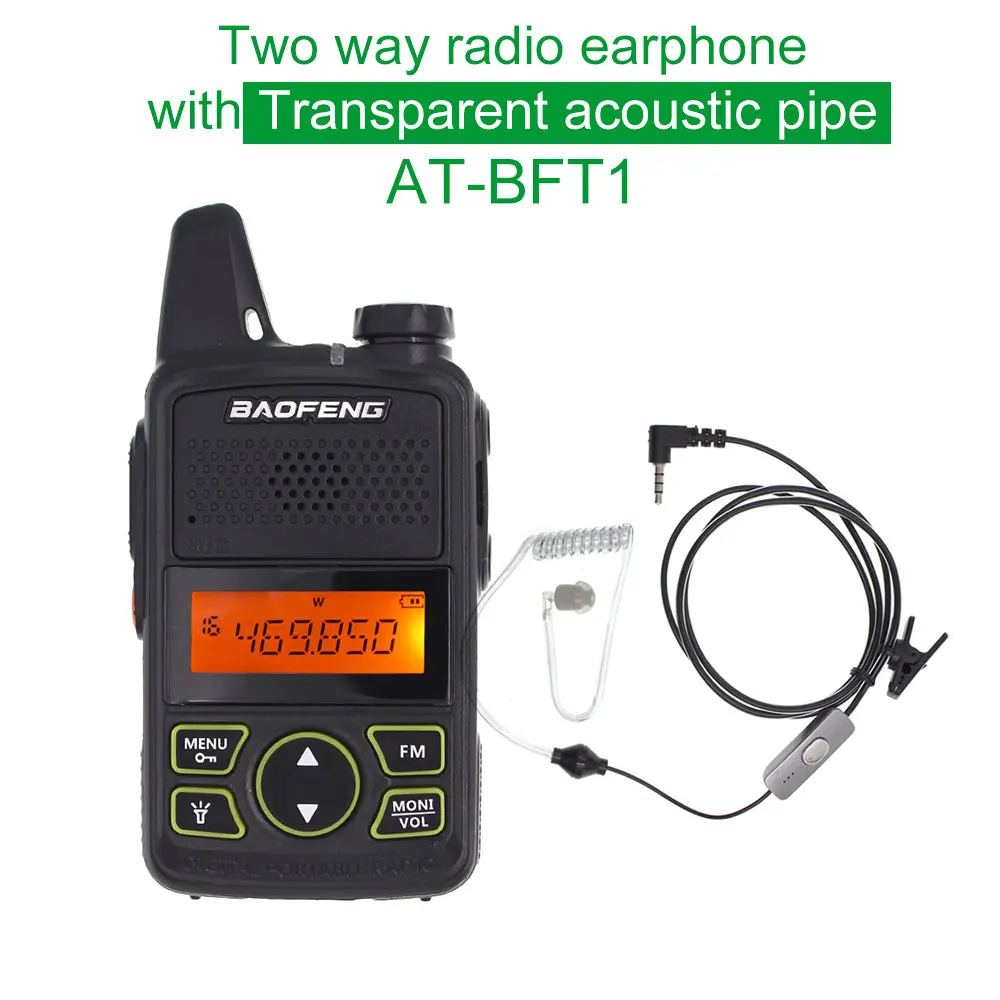 BF-T1 Акустическая трубка PTT микрофон наушник гарнитура для Baofeng BF-T1 Walkie Talkie BF T1 Mini Ham Радио BFT1 двухстороннее радио AT-BFT1