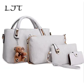 

LJT 2019 New Composite Bag High-grade PU Leather Korean Fashionable Shoulder Bag Women 4Sets Lurury Handbags Women Bags Designer