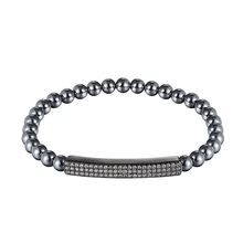 JAAFAR модный бренд, высокое качество тепловая трубка мужской браслет, циркон 6 мм камень бусины браслет ювелирные изделия для мужчин или женщин