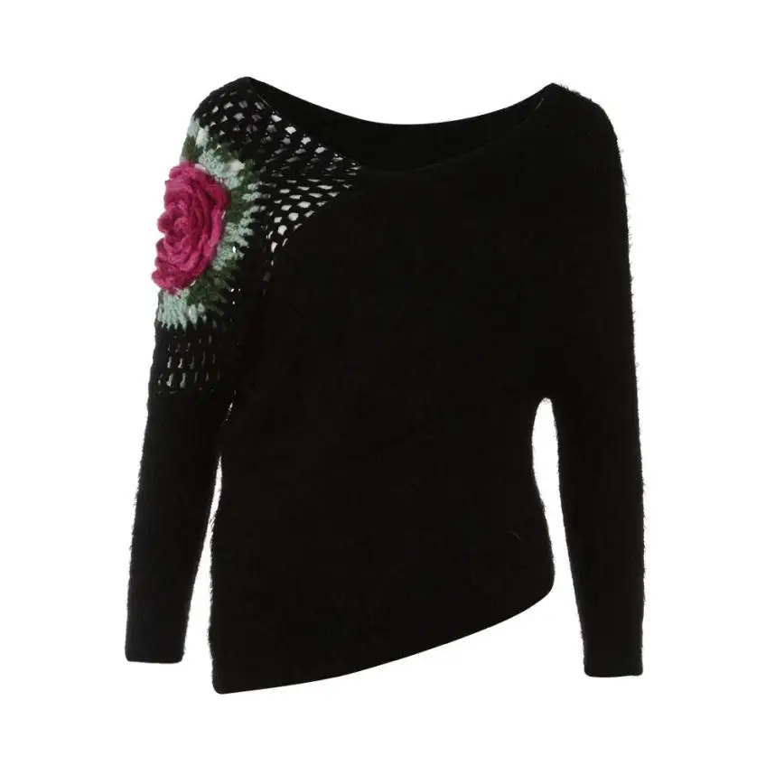 Womail Women Autumn Winter Pullovers Roses Hook Flowers Hollow Sweater Tops Blouse 2018 L30802 | Женская одежда