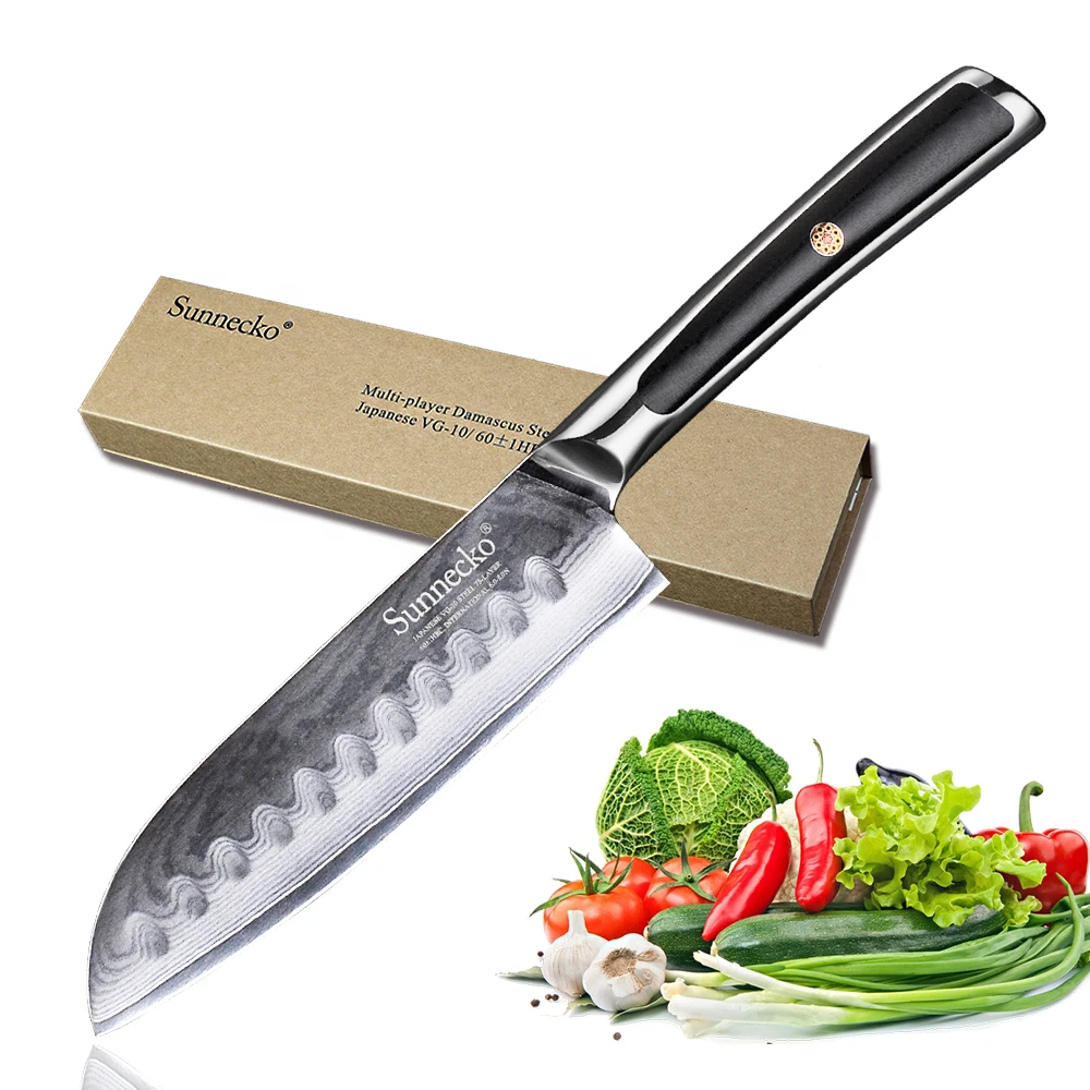 Ножи SUNNECKO Santoku японские кухонные ножи из дамасской стали с лезвием VG10 5