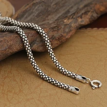 3 мм ожерелье ручной работы, тайское 925 пробы Серебряное ожерелье для подвески, серебряное ожерелье с подвеской, Настоящее серебро, ожерелье